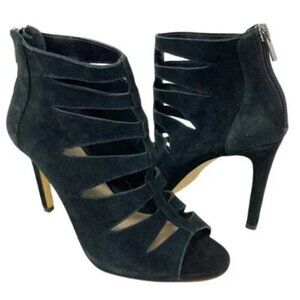 Saks Fifth Avenue Suede Strappy Peep Toe Heels - Size 6.5